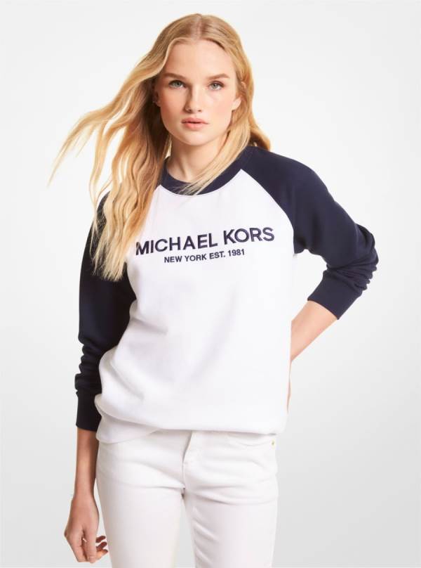 Damske Mikiny Michael Kors Logo Color-Block Cotton Blend Modre - Oblecenie Michael Kors Slevy | CXKWY-4389